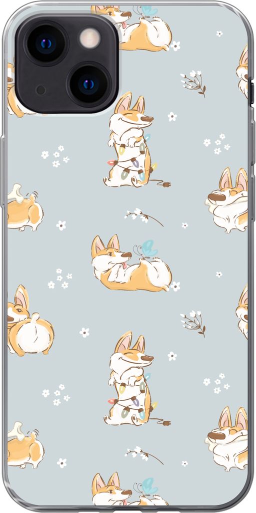 MuchoWow Handyhülle Schutzhülle Hülle für Telefoonhoesje iPhone 13 Muster - Hund - Corgi - Jungen - Mädchen - Kinder - Kinder Silikon Softca...