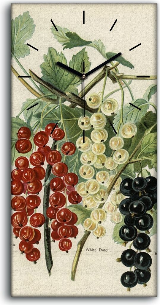 Wohnzimmer-Bild Leinwand Uhr 30x60 Gemälde Früchte Zweig Blätter Kunst - schwarze Hände