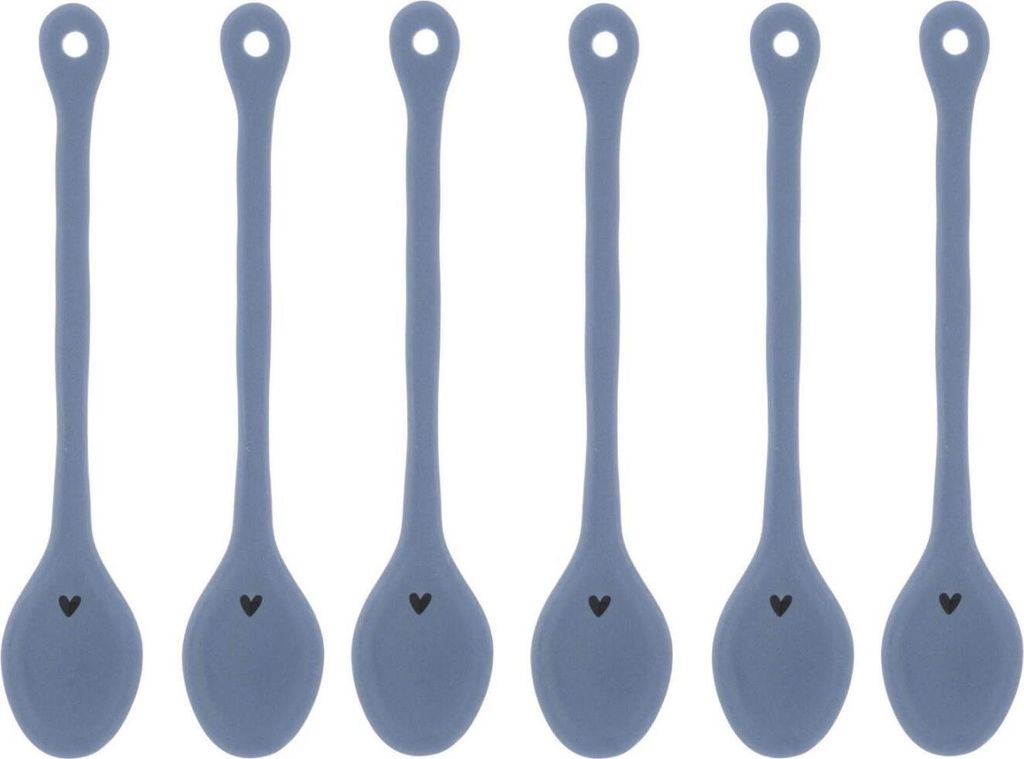 6er Set Kaffeelöffel Iris Blue matt blau L. 13,5cm mit Herz Produktbild 