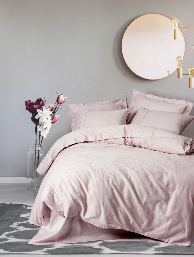 L'Essentiel Linge de Maison, Jana - Powder, Satin-Doppelbettbezug-Set, 100 % Baumwollsatin, Pulver, 200 x 220 cm