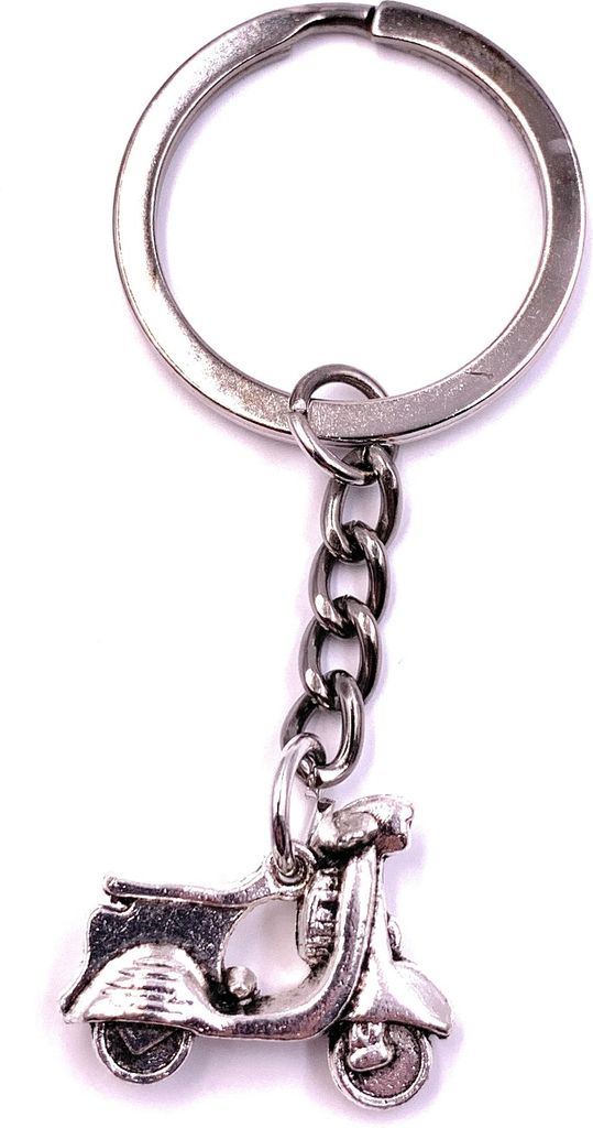 Onwomania Schlüsselanhänger Keychain Silber Metall Roller Motorroller Bike Mofa klein