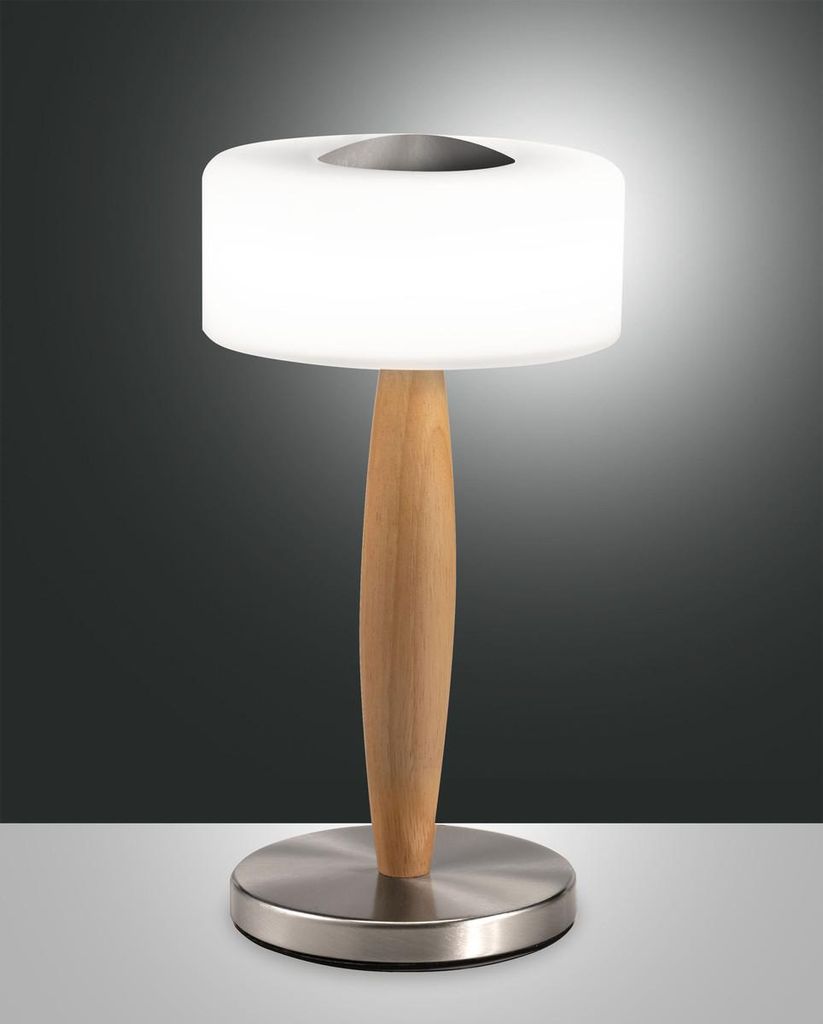 Fabas Luce Elea LED Tischleuchte 8W dimmbar warmweiß Nickel satiniert 3761-30-178