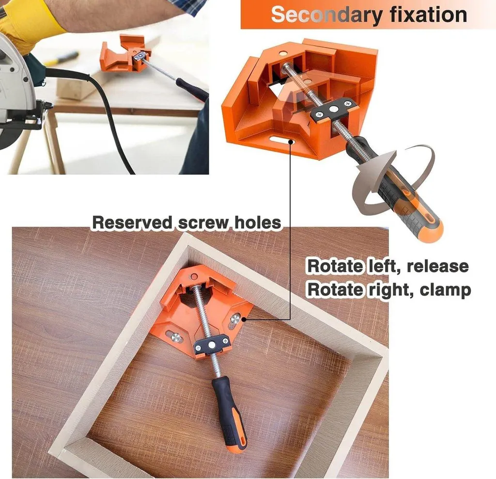 Équerre de Serrage pour Cadres et Meubles - Pinces d'Angle Orange x2 - 5
