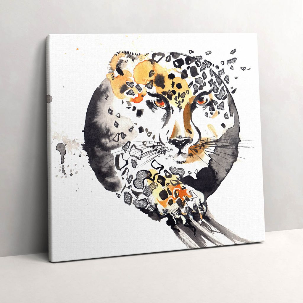 Cheetah inside a circle - abstraction – Leinwandbild Wandbild – 60x60 cm – Leinwandbilder – Wandbilder – Schlafzimmer – Flur