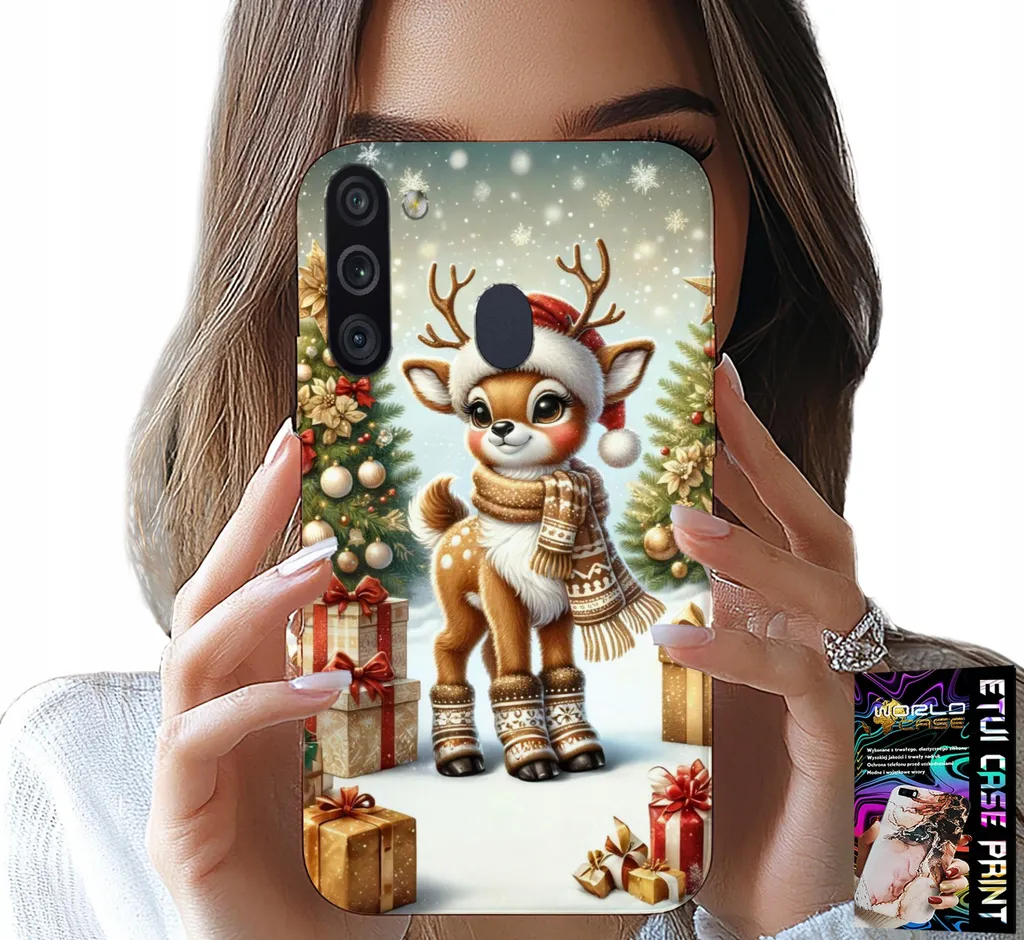 Custodia Elegante Samsung Galaxy A21 Renna Natale e Vetro 9H