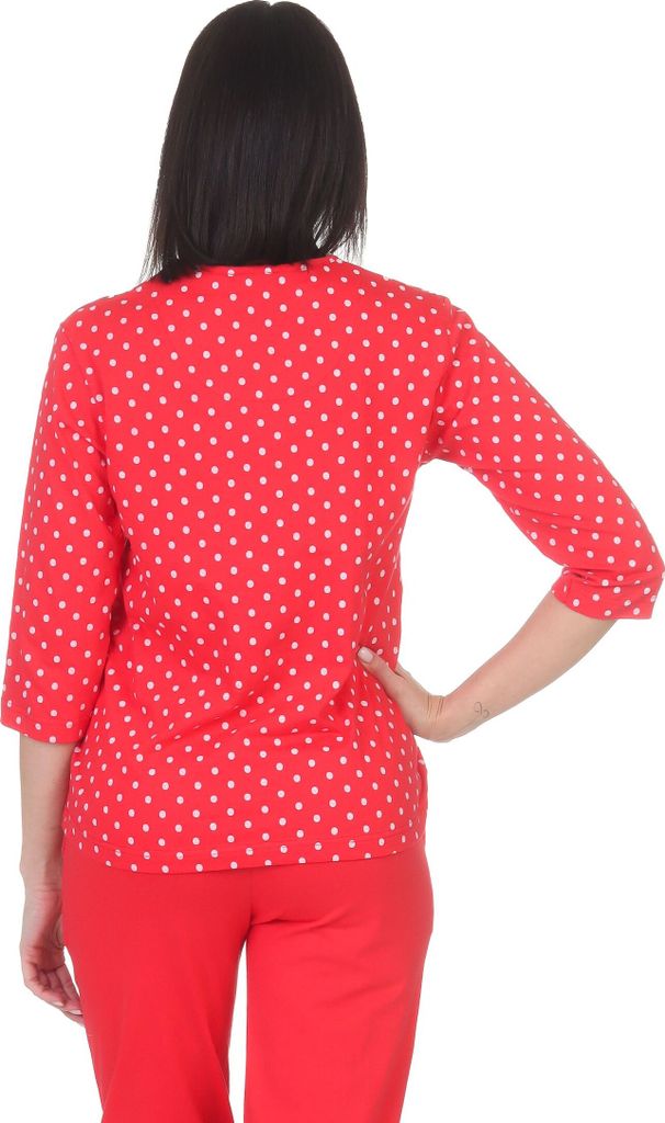 Damen langarm Schlafanzug Oberteil Pyjama Mix & Match – ideal zu kombinieren ; punkte_pink , 48