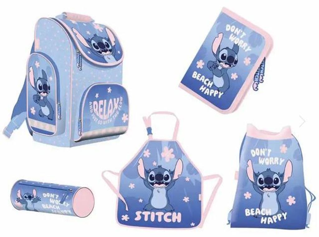 Schulranzen Set Disney Lilo & Stitch blau/rosa 5 Teile Produktbild 