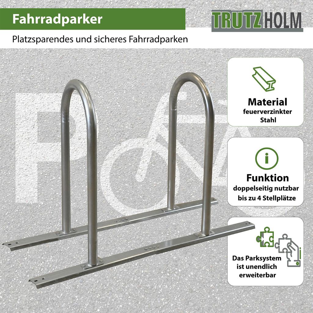 Fahrradanlehnbügel 140 x 88 cm Stahl feuerverzinkt Ø 50 mm Produktbild 