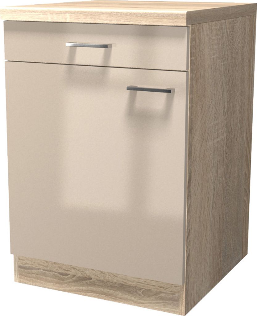 Küchenunterschrank - 60 cm breit - Kaschmir Glanz Sonoma Eiche – Neapel
