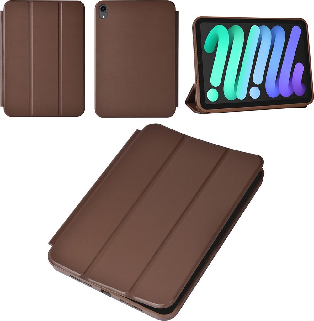 iPad Mini 2021 Book Case Tablet Cover - Dark Brown - Smart Case
