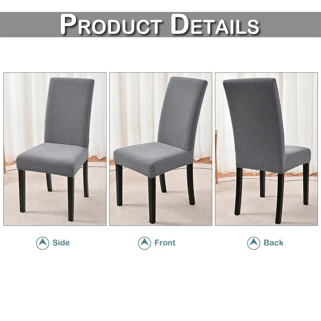 Set 4 Coprisedia Jacquard Grigio Impermeabili | Fodere Sedie Sala Pranzo - 14