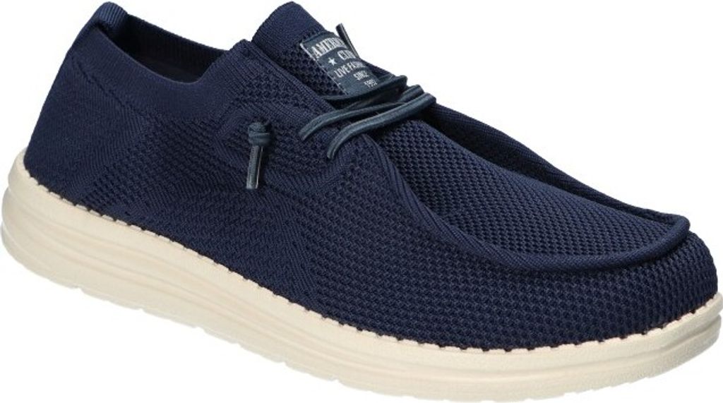 AMERICAN CLUB LE05 Schuhe für Herren, Slip-On Sneakers, Schuheinlage "MEMORY FOAM SYSTEM" Marineblau 45