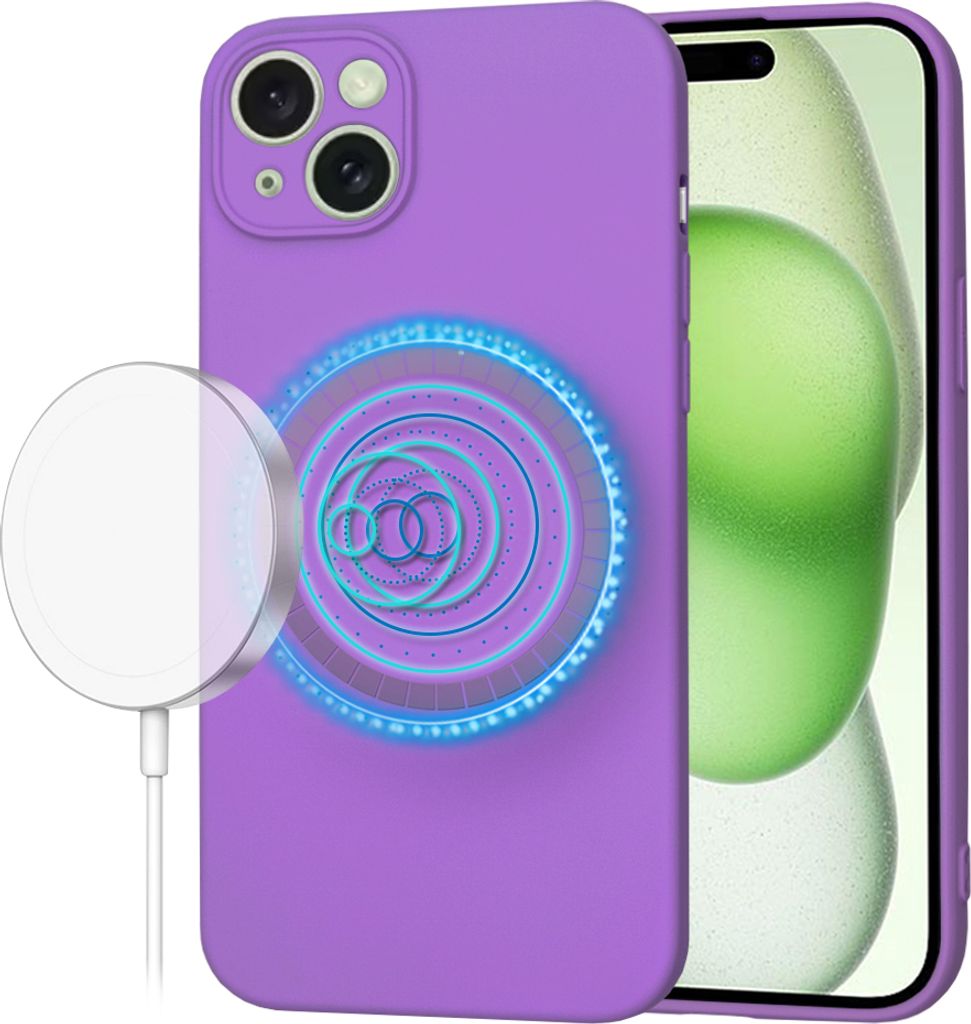 Techsuit Soft Flex Silikon Back Cover Hülle mit MagSafe für Apple iPhone 15 Plus - Lila