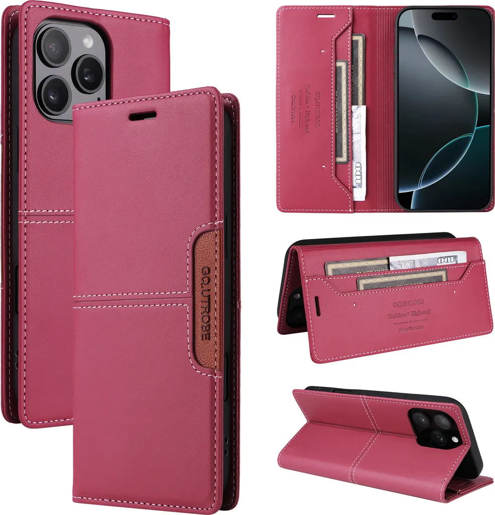Custodia iPhone 13 Pro Max Rossa Resistente: Portafoglio e Stand