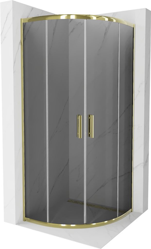Mexen Rio halbrunde Duschkabine 90 x 90 cm, Graphit, Gold - 863-090-090-50-40