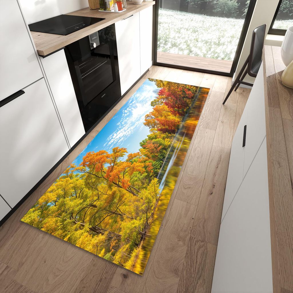 Küchenteppich 90x240cm rutschfest & abwischbar PVC Läufer - Herbstlicher See