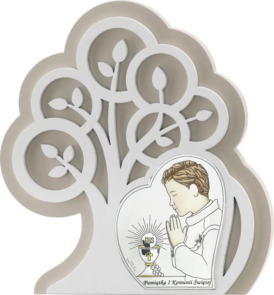 Image de première communion en argent 14x15,5 cm avec gravure VL81401S