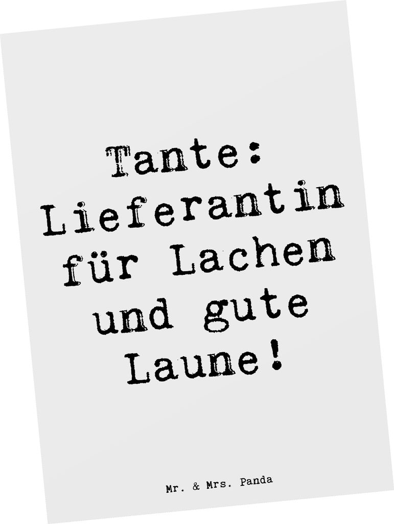 Mr. & Mrs. Panda Postkarte Spruch Tante Lieferantin - Weiß - Geschenk, Nichte, Ansichtskarte, kunstkarte, Postkarten, Neffe, handgemacht, Gute Lau...
