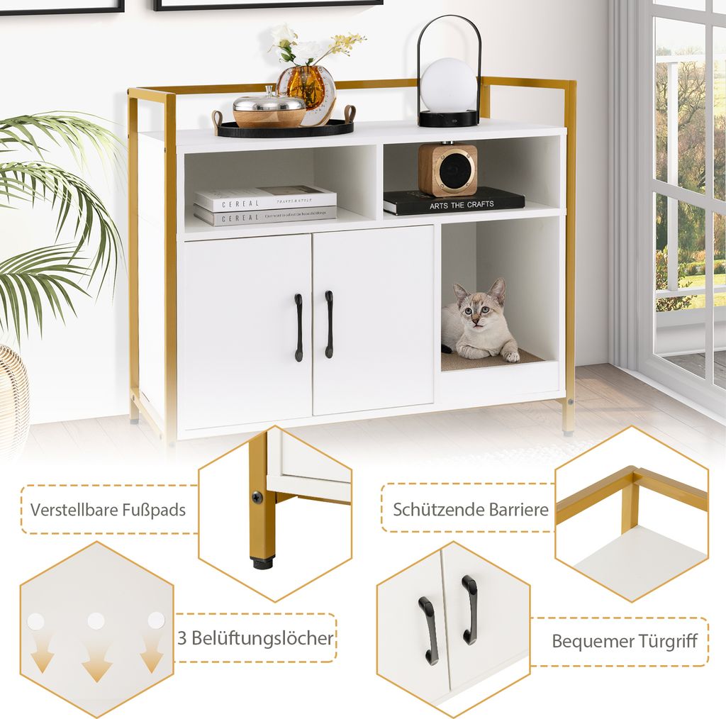 COSTWAY Cat Cabinet Litter Box s dvojitými dverami a Obrázok produktu 6