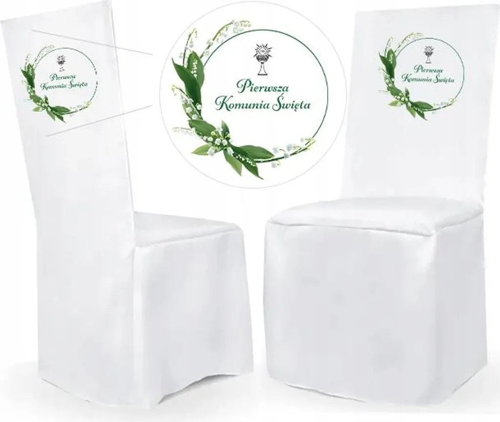 Housse de chaise Sainte Communion motif Muguet avec Impression Double Face