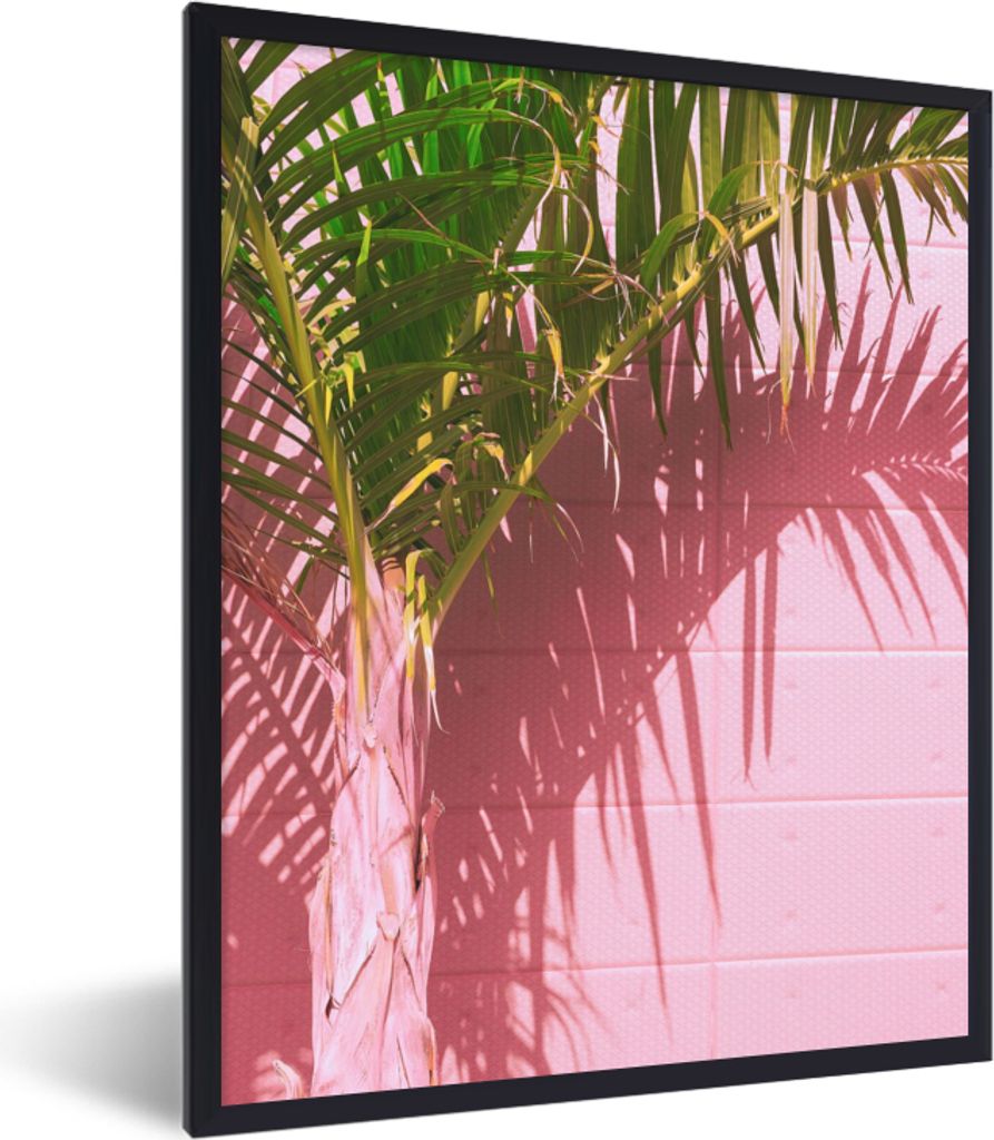 MuchoWow Gerahmtes Poster Pflanze - Sommer - Tropisch - Rosa 30x40 cm - Poster mit Schwarzem Bilderrahmen Wandposter Rahmen Foto Bilder - Wanddek...