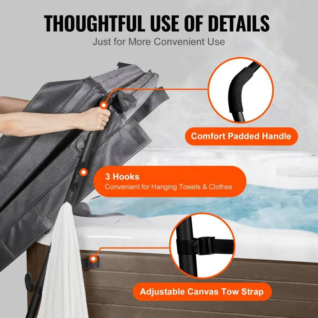 Support de Couverture Spa Étanche et Durable - Hauteur Réglable Noire