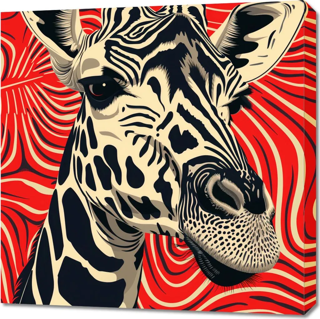 Tableau Image 70 x 70 cm Regard de la Girafe pour Déco Murale Moderne