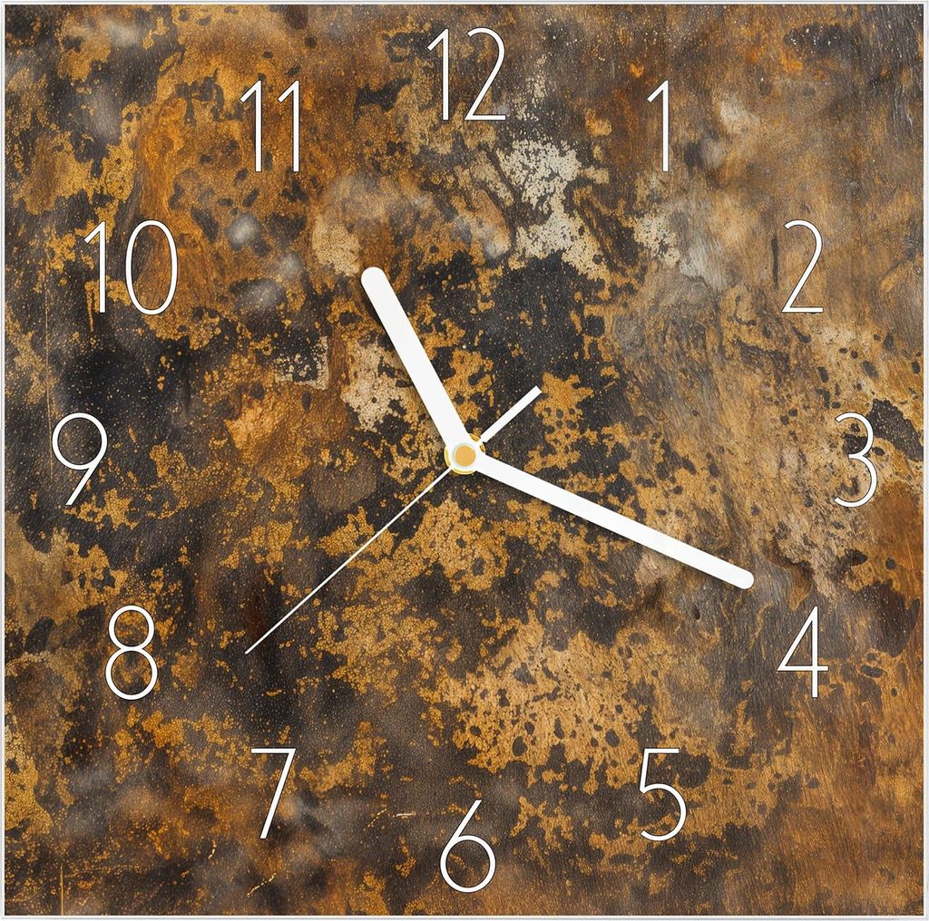 Wanduhr aus Glas mit Motiv Rostige Textur- 30 x 30 cm - inkl. Aufhängesystem