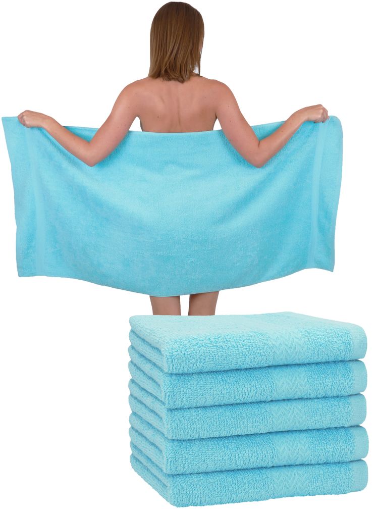 Betz 6 Stück Duschtücher 70 x 140 cm PREMIUM 100% Baumwolle Liegetuch Strandtuch Farbe: türkis