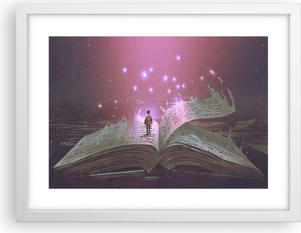 Gerahmtes Poster - Weißer Rahmen - Fantasy Buch - 40x30 cm - Wand Bild - Wanddeko - Wandbilder - Kunstposter - Wandposter - Bilderrahmen - Bilder ...