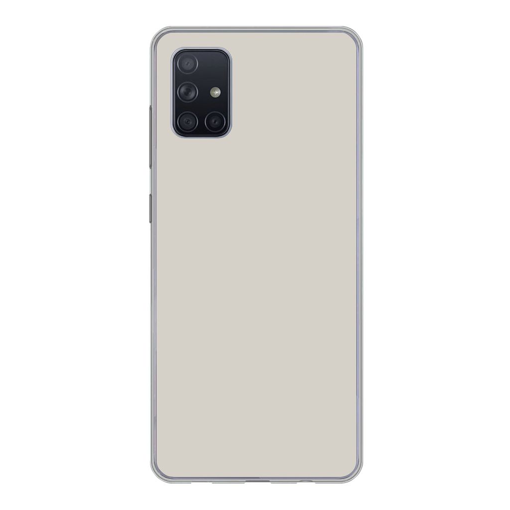 MuchoWow Handyhülle Schutzhülle Hülle für Samsung Galaxy A71 Grau - Hell - Herbst Silikon Softcase Handy Hülle - Kartenbesitzer