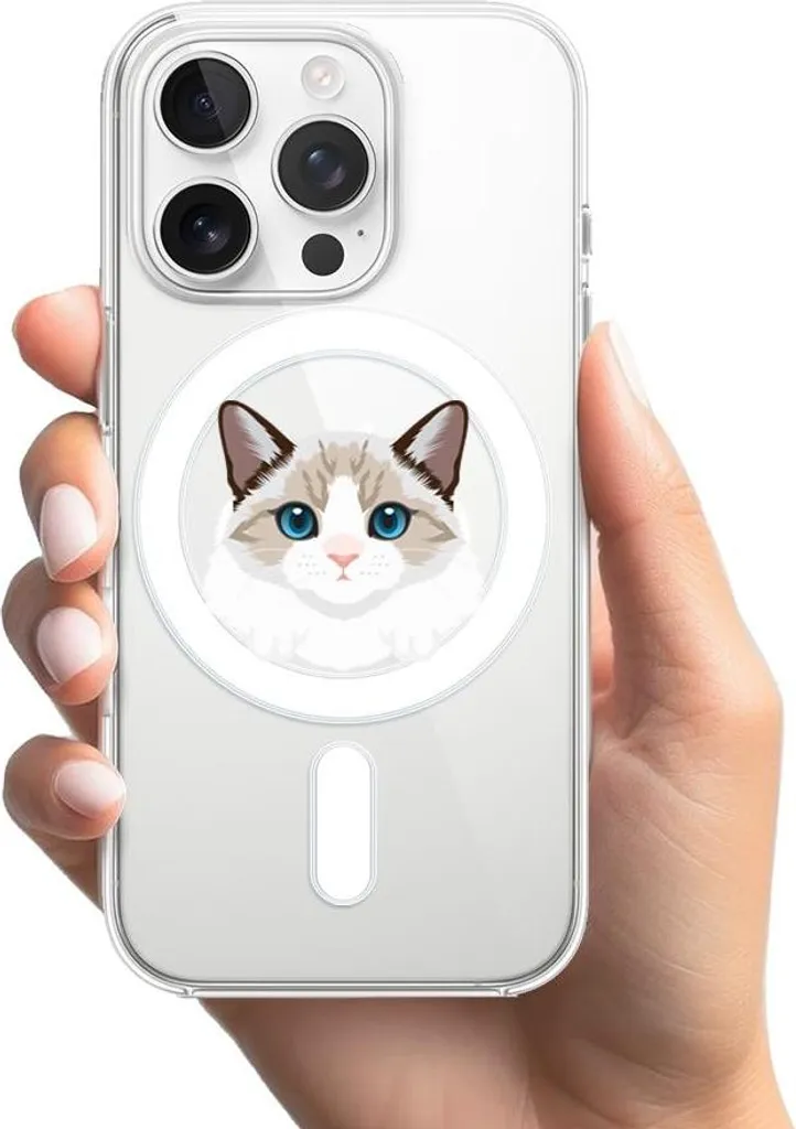 Custodia Trasparente iPhone 14 Pro Gatto Birmano MagSafe Silicone - 2