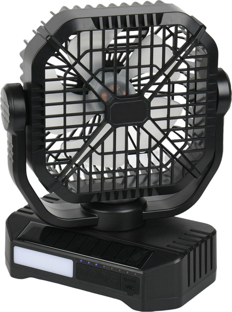 SucceBuy 10400 mAh Solarventilator, tragbarer Campingventilator mit Solarpanel und LED-Laterne, 7 W, 8 Zoll, wiederaufladbarer Akku für Outdoor-Ak...