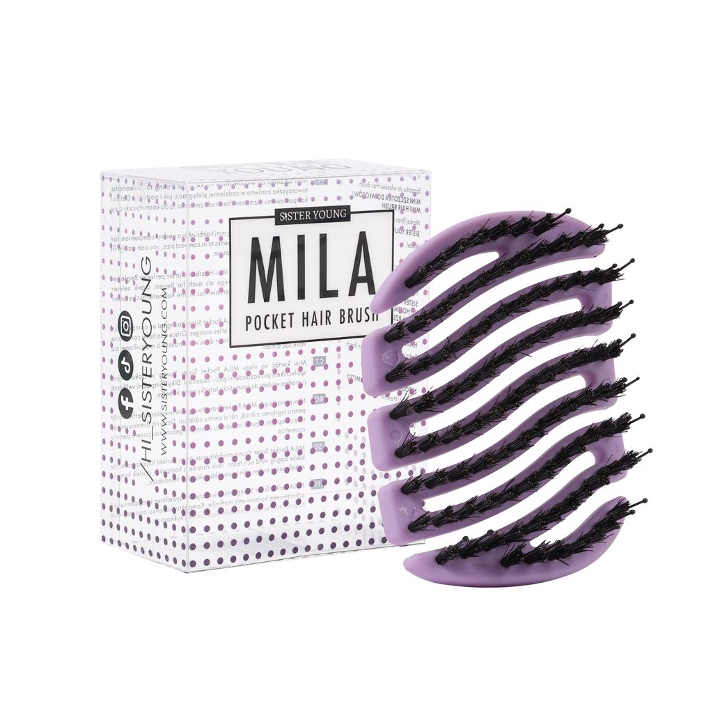SISTER YOUNG SISTER YOUNG MILA POCKET LILIAC BV - Mini-Bürste mit Wildschweinborsten lila