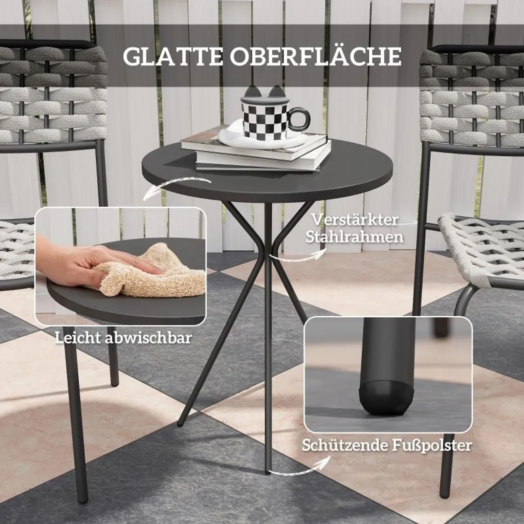Ensemble jardin en polyrotin résistant aux intempéries et chaises empilables - 6