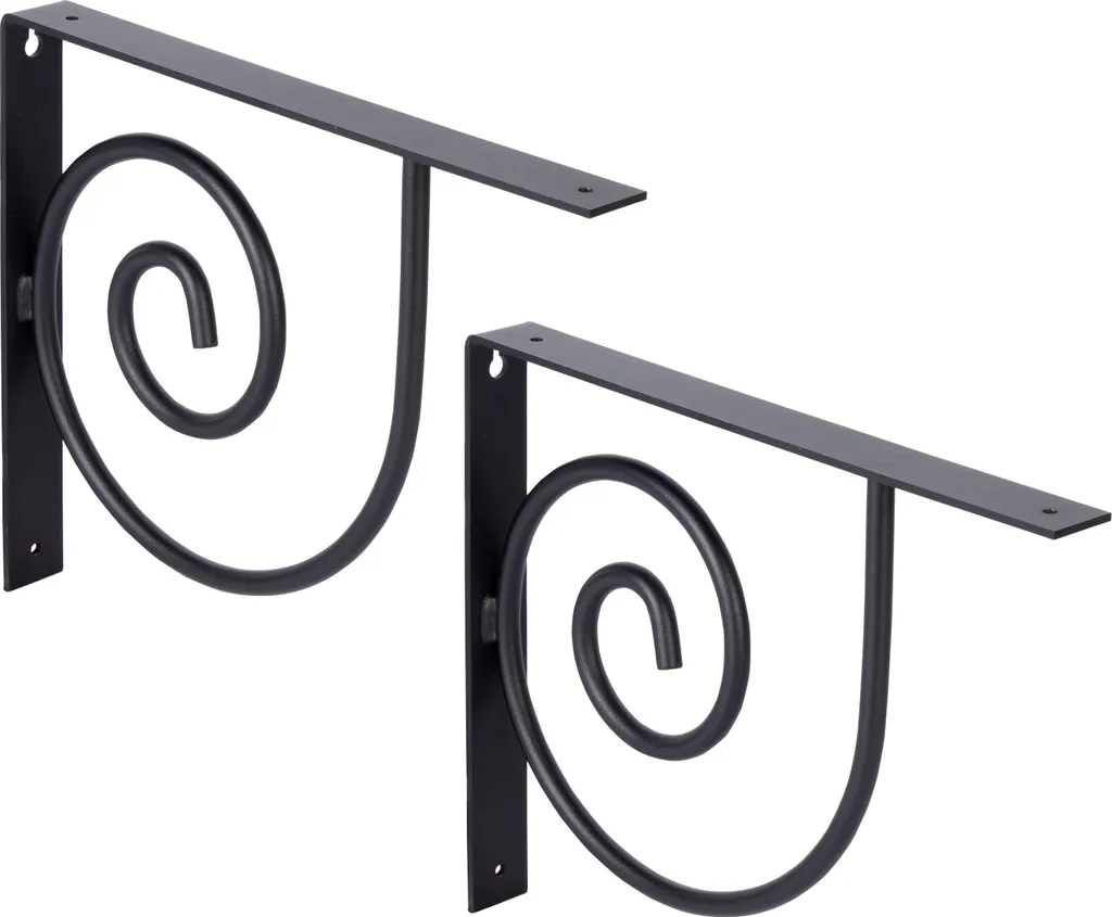 Support d'étagère pour rangement mural Vicky, paire noire 250 x 305 mm