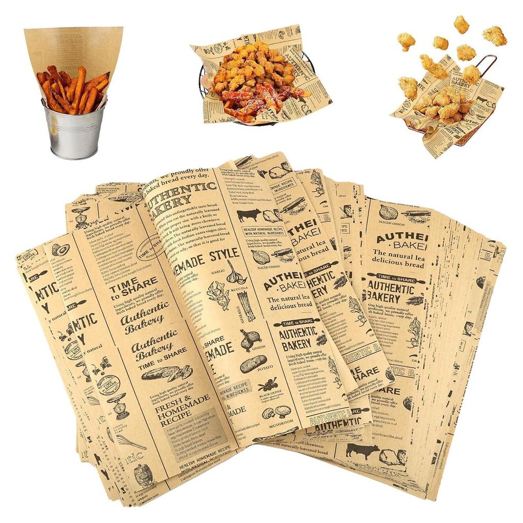 100 Blätter Backpapier Zeitungsoptik, Backpapier Zuschnitte Produktbild 