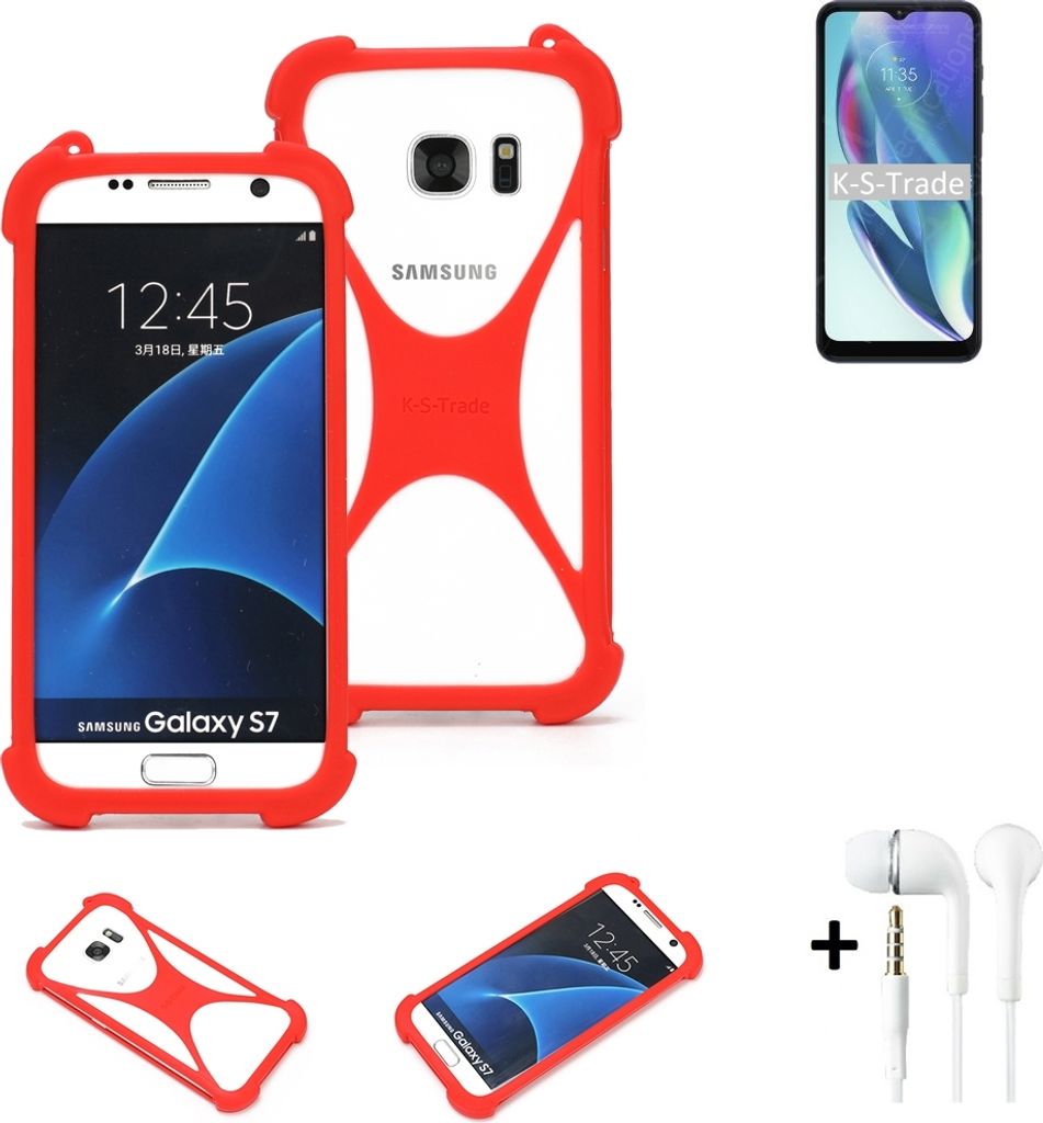 Handy-hülle + Kopfhörer kompatibel mit Motorola Moto G50 5G Schutz-hülle Bumper Silikon Schutz Hülle Cover Case Silikoncase Silikonbumper TPU