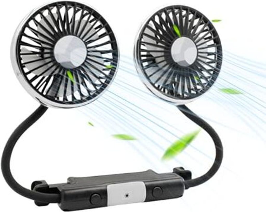 Autoventilator Doppelkopf 360° drehbar 3 Geschwindigkeiten 12V/24V bürstenlos mit Federklemme