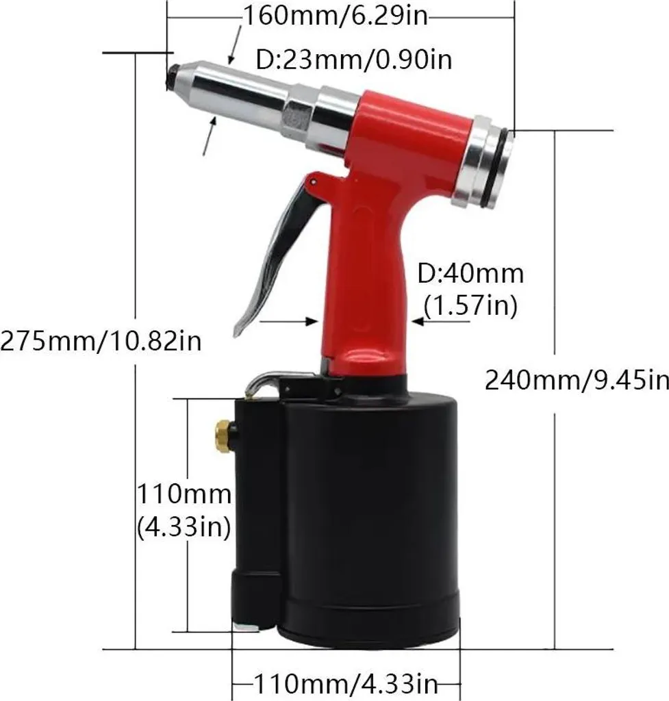 Riveteuse oléopneumatique pour inserts filetés de 3,2 à 6,4 mm - 8