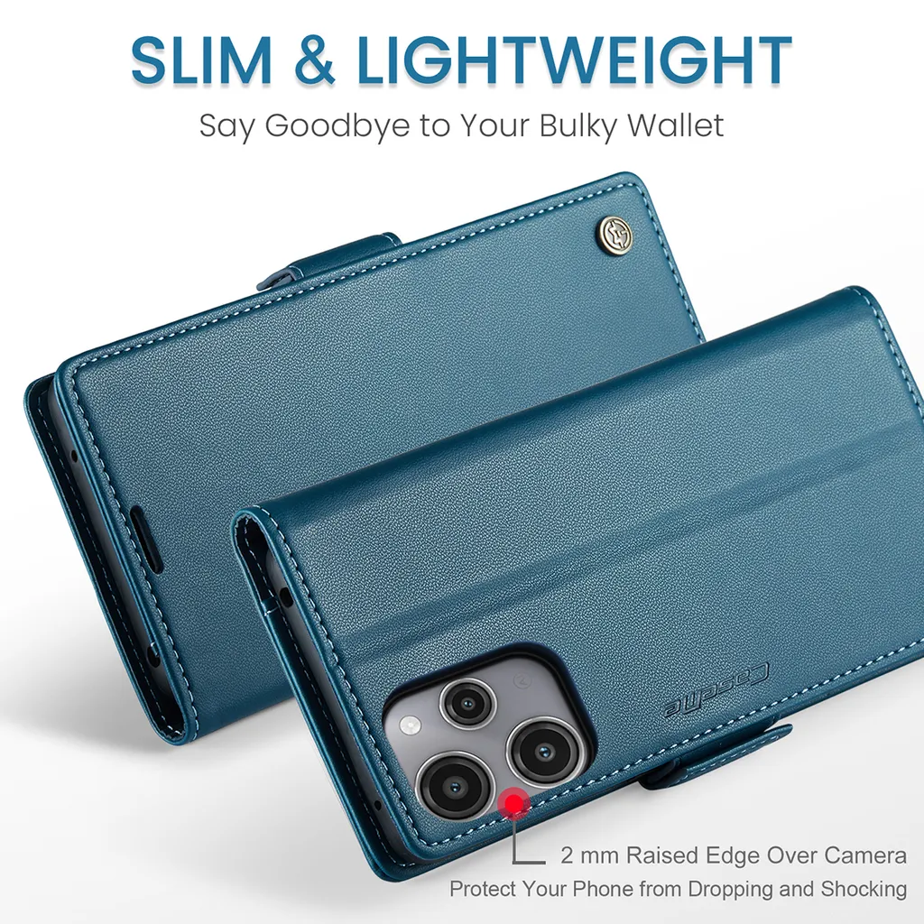TAUYN Cover A Libro Con Portafoglio Per Xiaomi Redmi Note 12 Pro Plus - Pelle PU E TPU, Protezione RFID, Chiusura Magnetica, Funzione Stand - Blu - 4