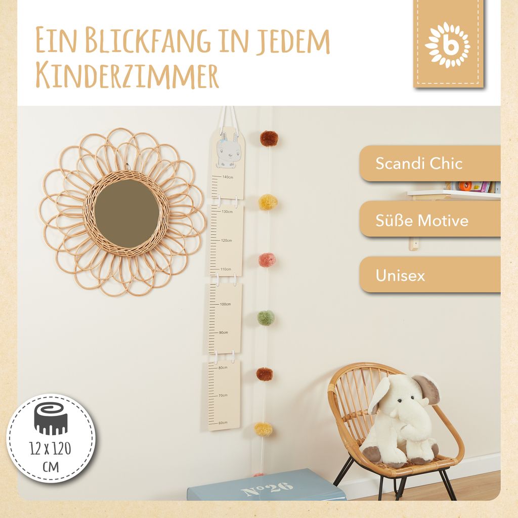Bieco Holz Messlatte Kinder Hase Skala 0,6-1,4m | Messlatte Produktbild 