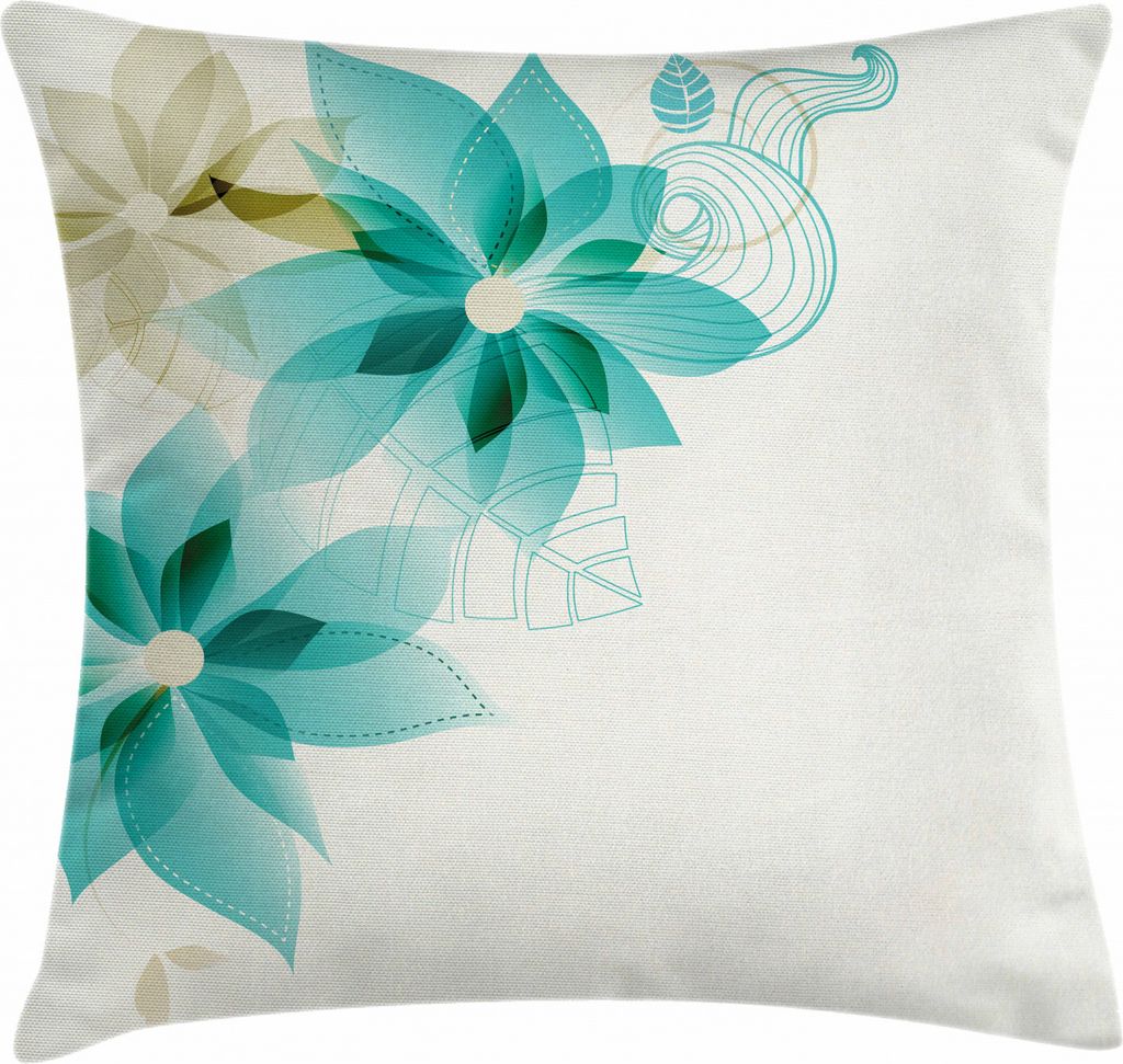 ABAKUHAUS Teal Kissenbezug, Jahrgang florale Elemente, Dekokissenhüllen Waschbar Inn/Outdoor Beidseitiger Druck mit Reißverschluß, 45 x 45 cm, T...