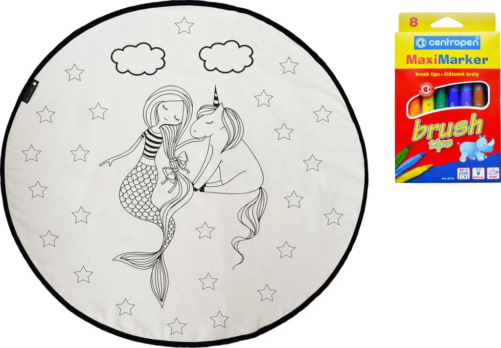 Tapis à colorier lavable 130 cm Talking under the stars en coton