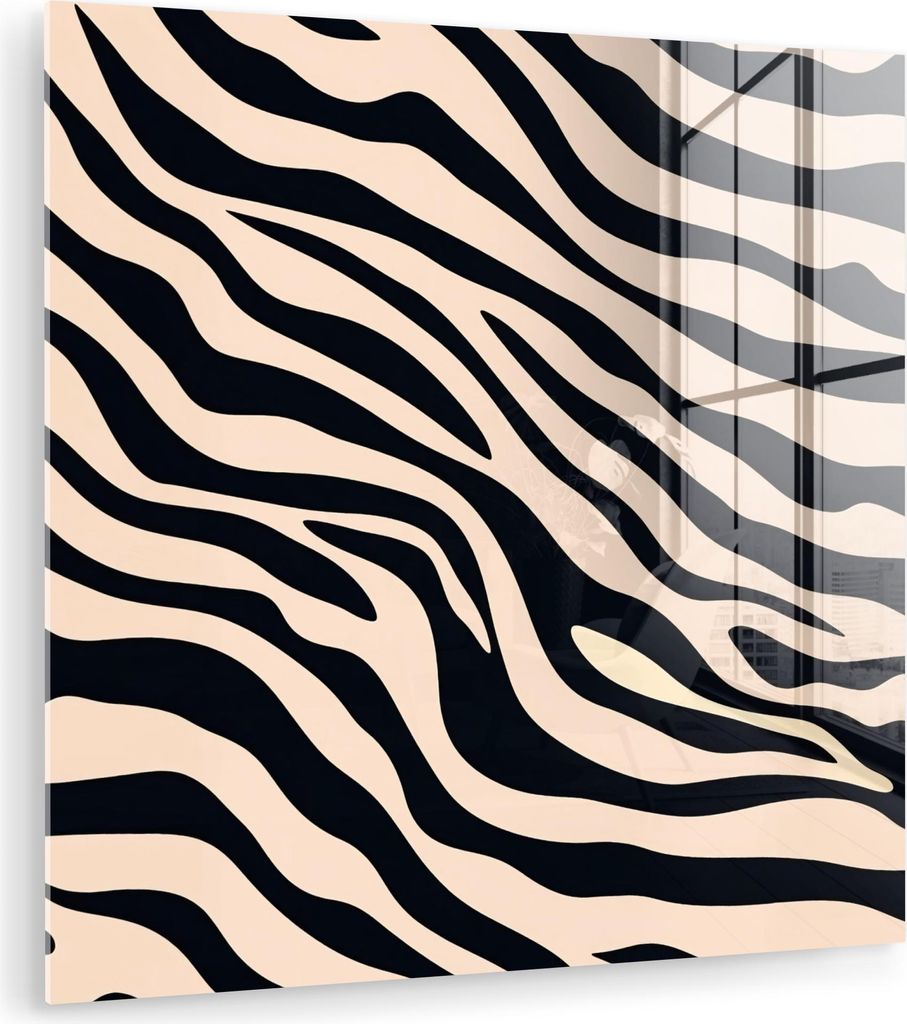 MuchoWow Glasbilder - Bilder auf Wandbild - Foto auf Glas Zebradruck - Dynamisch - Rosa 20x20 cm Wanddekoration aus Glas - Acrylglasbild - Acrylbil...