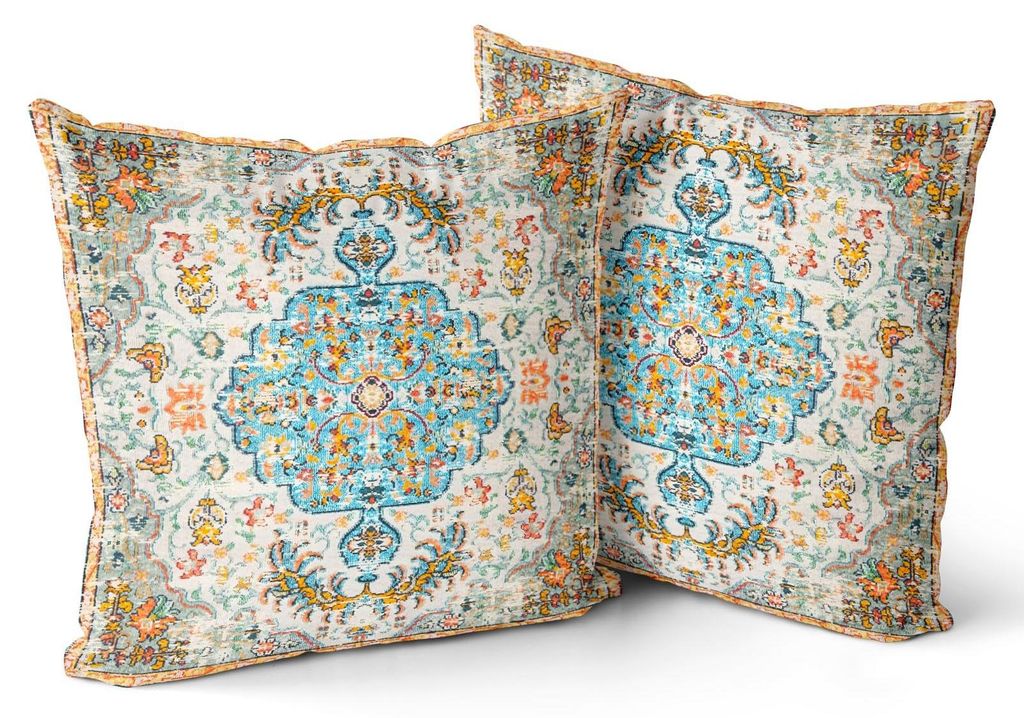 Set aus 2 Boho-Kissenbezügen, mehrfarbig, im Antik- und Vintage-Stil, weicher Kissenbezug 45x45 cm für Gartenbank, Sofa oder Bett.