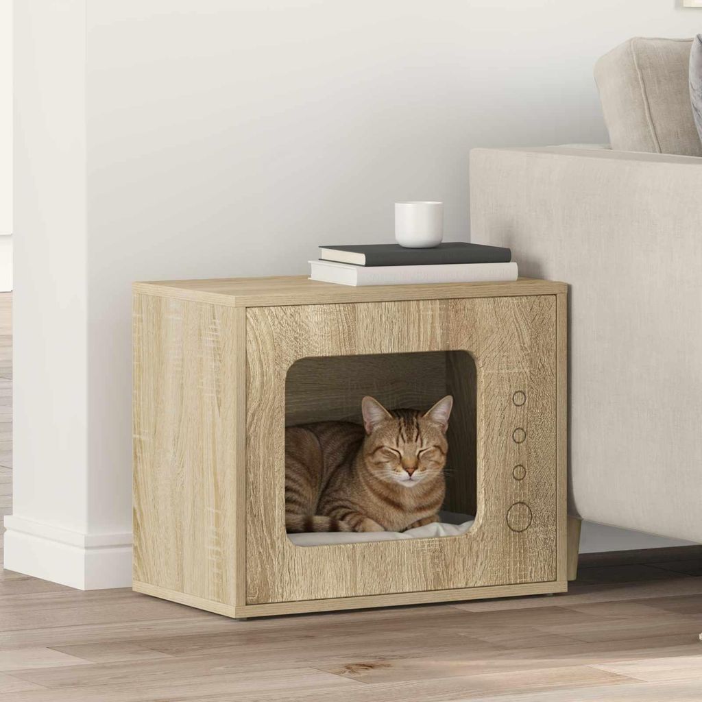 "Schlussverkauf" Katzenhaus moderne - Max. Gewicht: 60 kg - Sonoma 51x30x42,5 cm Holzwerkstoff C15697
