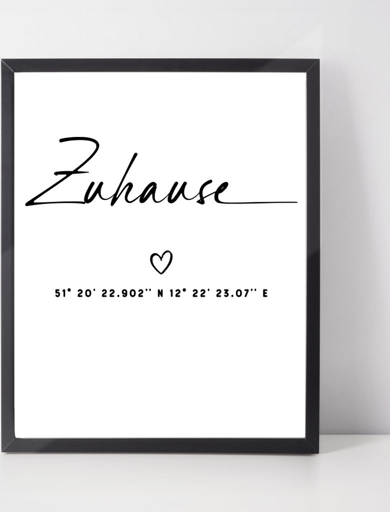 Personalisiertes Poster Koordinaten Zuhause Minimalistisch Einzugsgeschenk Familie Wohnung Bauherr Einzug Geschenke – A4 (21x29.7cm) / ohne Bilde...