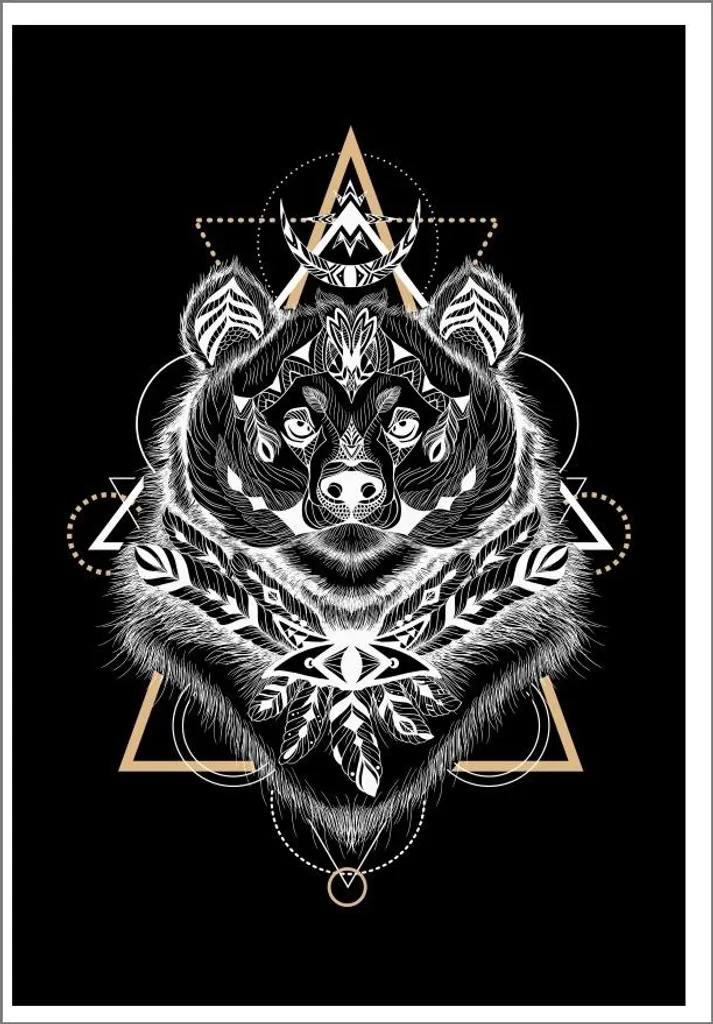 Idée cadeau poster Ours TOTEMIC ANIMALS P2607 50x70 pour chambre ou salon