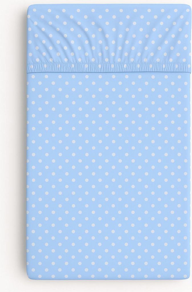 Spannbettlaken aus Baumwolle für Kinderbett 140x70 cm - Punkte auf Blau